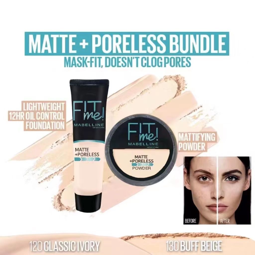 2-in-1 Makeup Deal – Liquid Foundation &amp; Face Powder Combo for Smooth, Flawless Finish – Budget-Friendly Beauty Set - Ivory Shade View Gallery - Pakistan