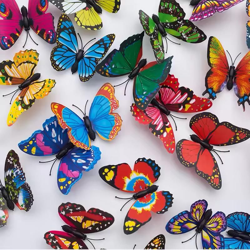 Pack of 6 3D Simulation Butterfly Fridge Magnet Decoration Craft buterfly magnets Butterfly Picks Ornaments Wall Decor (Random Design) View Gallery - Pakistan