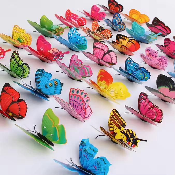Pack of 6 3D Simulation Butterfly Fridge Magnet Decoration Craft buterfly magnets Butterfly Picks Ornaments Wall Decor (Random Design) View Gallery - Pakistan