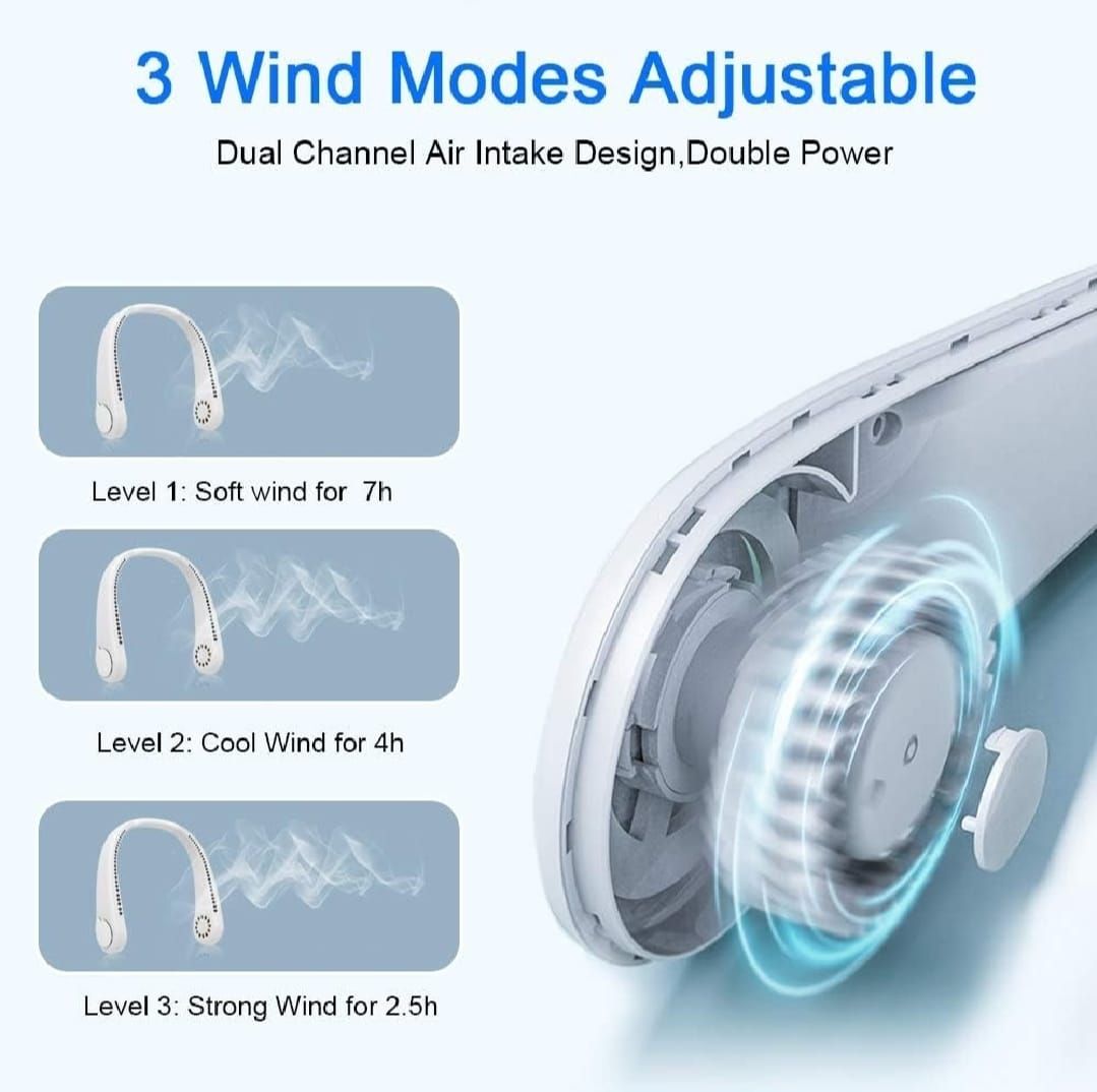 Neck Fan Portable Bladeless neck fans Portable Hanging Neck Fan Micro Cooling Strong Fan 360° Bladeless Hanging Neck Fan Rechargeable USB Mini Neck Fan for Kitchen Outdoor Travel for Summer Sports ( Random Color ) View Gallery - Pakistan