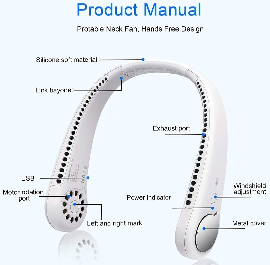 Neck Fan Portable Bladeless neck fans Portable Hanging Neck Fan Micro Cooling Strong Fan 360° Bladeless Hanging Neck Fan Rechargeable USB Mini Neck Fan for Kitchen Outdoor Travel for Summer Sports ( Random Color ) View Gallery - Pakistan