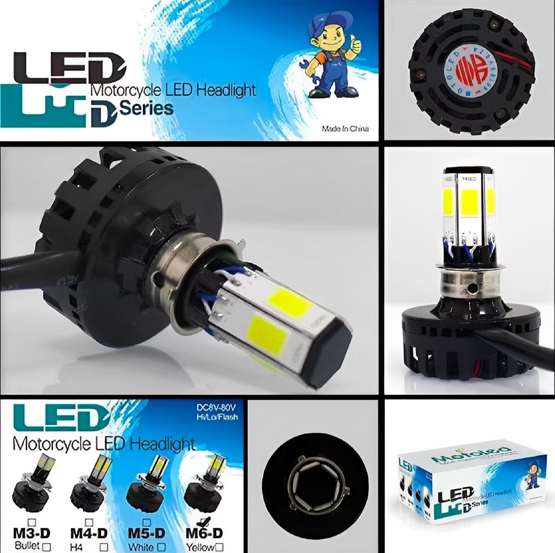 M6 LED Universal Headlight with Fan for All Bikes | universal fitting 3 function High/Low and flasher light View Gallery - Pakistan