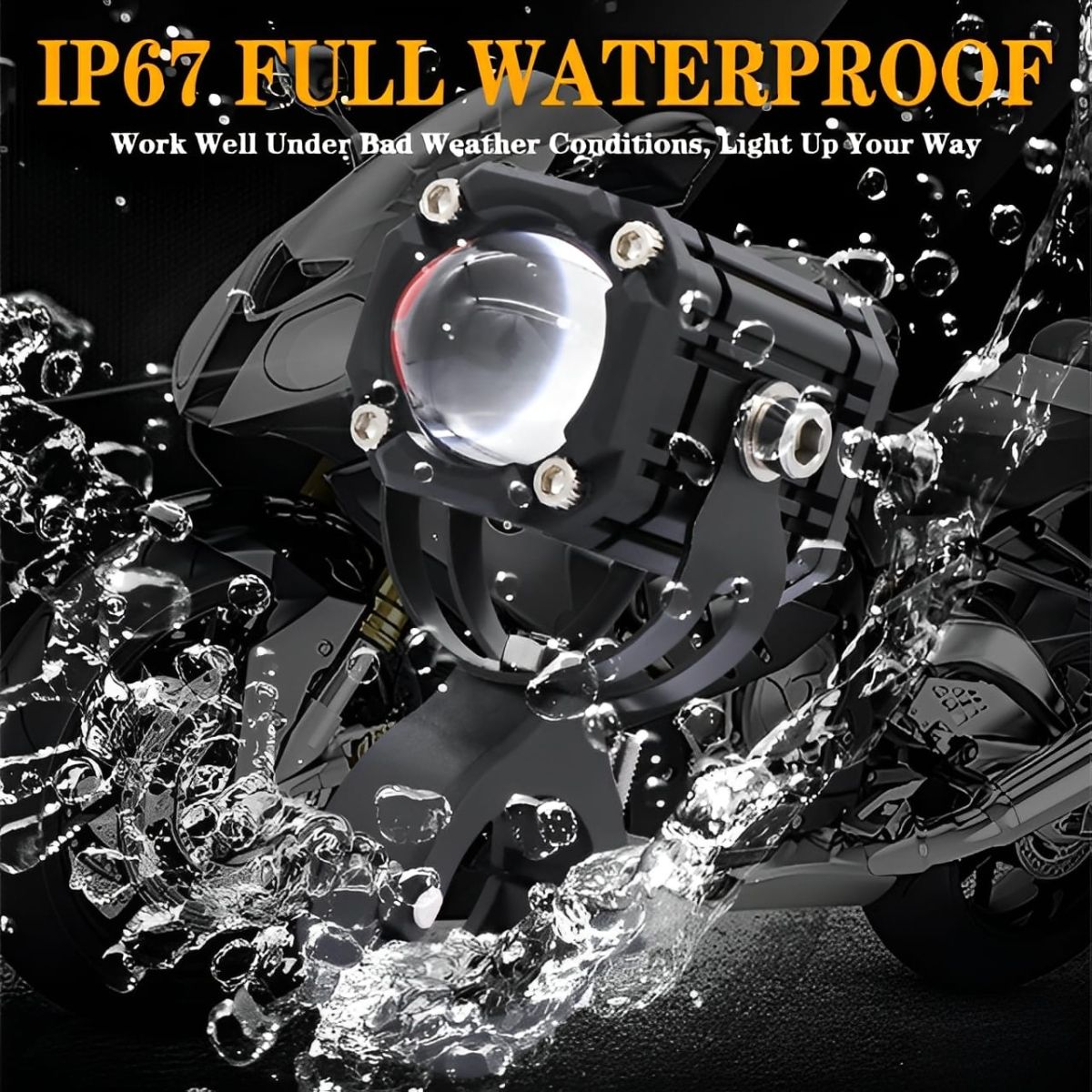Universal Motorcycle LED Auxiliary Headlight – High/Low Beam Super Bright Fog &amp; Driving Light with Waterproof IP65 Spotlight for All Bikes and Weather Conditions View Gallery - Pakistan