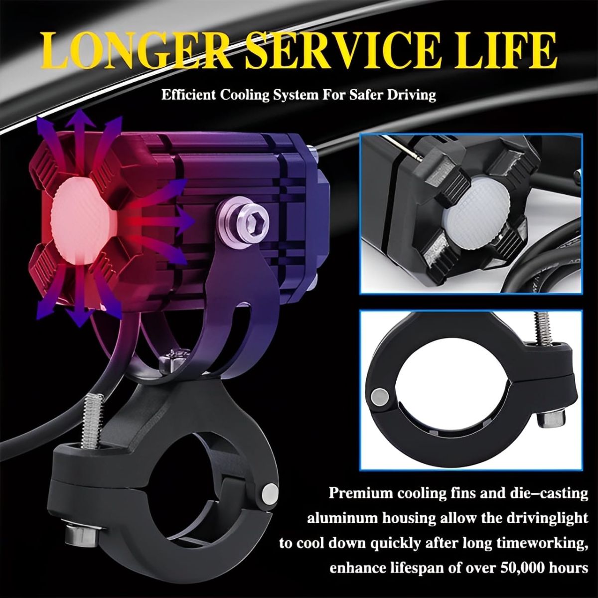 Universal Motorcycle LED Auxiliary Headlight – High/Low Beam Super Bright Fog &amp; Driving Light with Waterproof IP65 Spotlight for All Bikes and Weather Conditions View Gallery - Pakistan