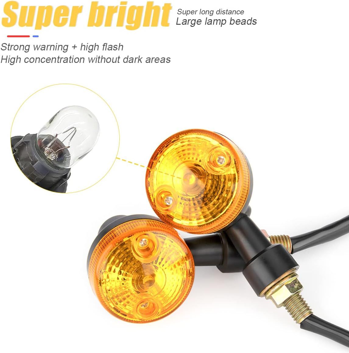 Pack of 4 Universal Motorcycle Turn Signal Indicators | Amber Isharay Lights | Round Fit for 70cc &amp; 125cc Bikes View Gallery - Pakistan