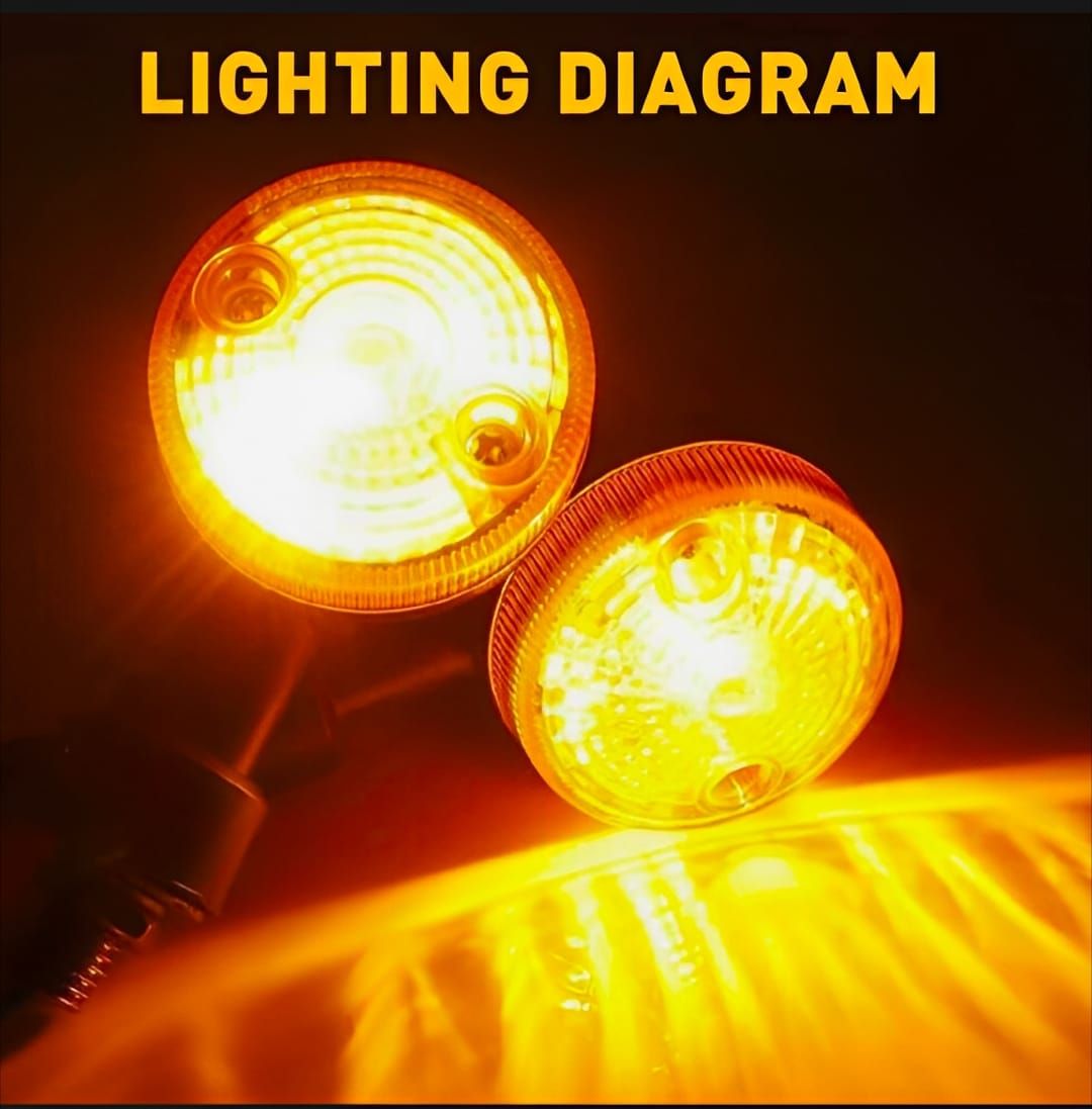 Pack of 4 Universal Motorcycle Turn Signal Indicators | Amber Isharay Lights | Round Fit for 70cc &amp; 125cc Bikes View Gallery - Pakistan