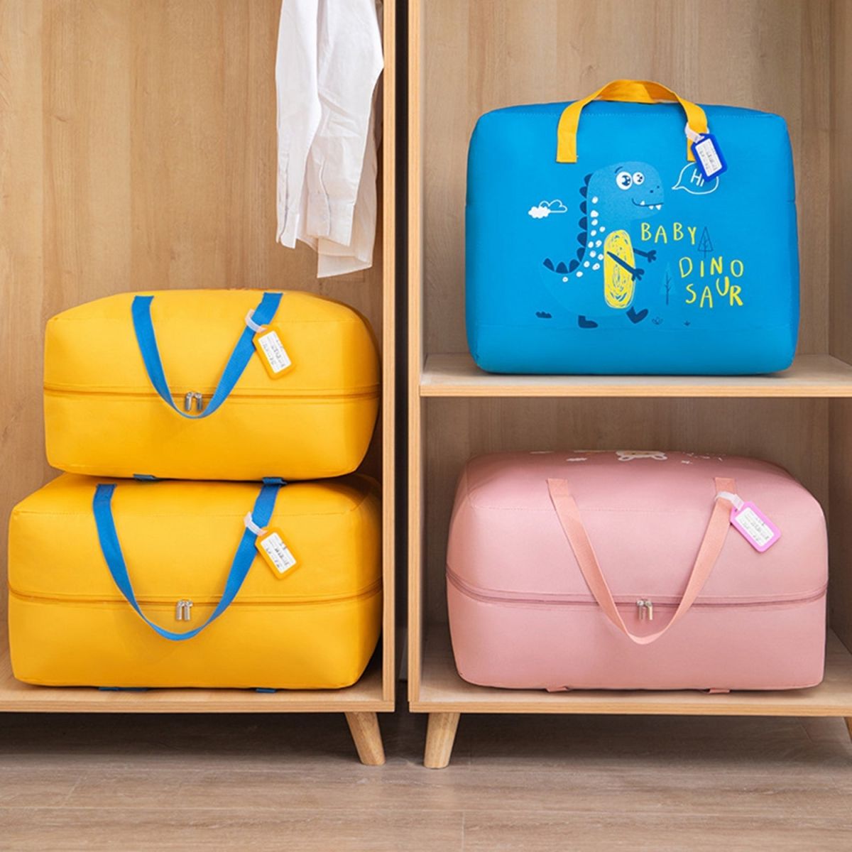 Adorable Baby Dinosaur-Themed Cloth Organizer and Storage Handbag – Portable, Lightweight, and Multi-Functional Nursery Storage Solution for Baby Essentials, Toys, Diapers, and Clothes - Random Color View Gallery - Pakistan