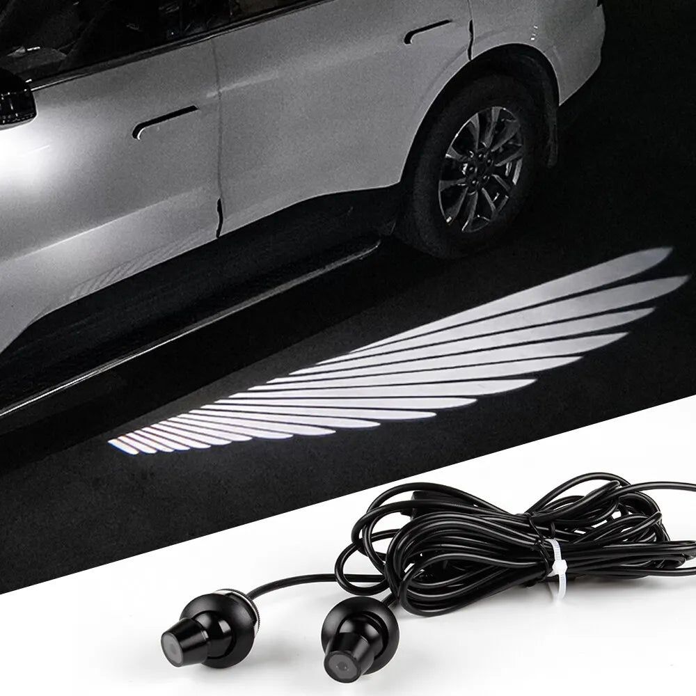 2 Pc Universal Car Rearview Mirror Side LED Angel Wing Light Dynamic Projection Lamp View Gallery - Pakistan