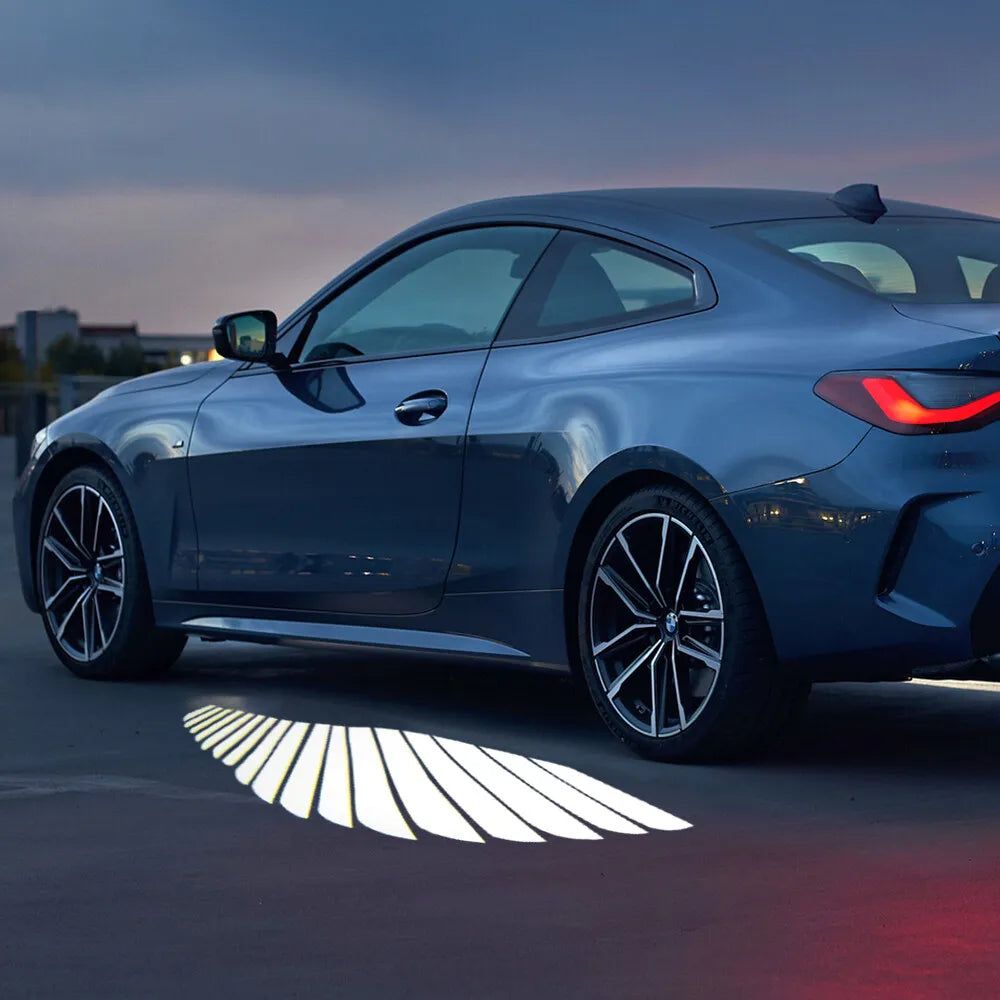 2 Pc Universal Car Rearview Mirror Side LED Angel Wing Light Dynamic Projection Lamp View Gallery - Pakistan