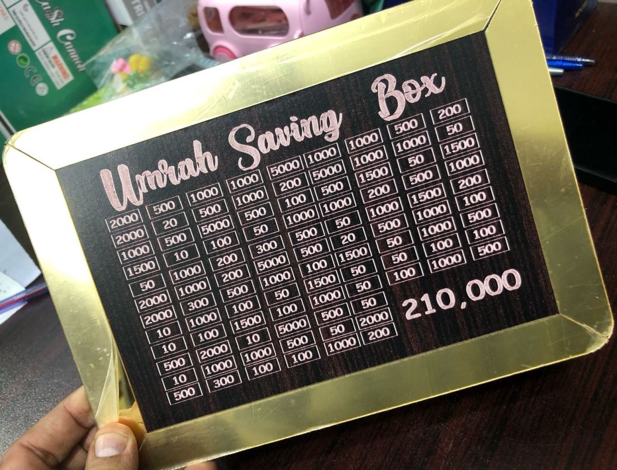 Umrah Saving Box - Box For Umrah Saving | Umrah Saving Box - Best Quality Umrah Saving Box - Umrah Saving Box Dark Brown, Wooden Money Box for Umrah - 210,000 View Gallery - Pakistan