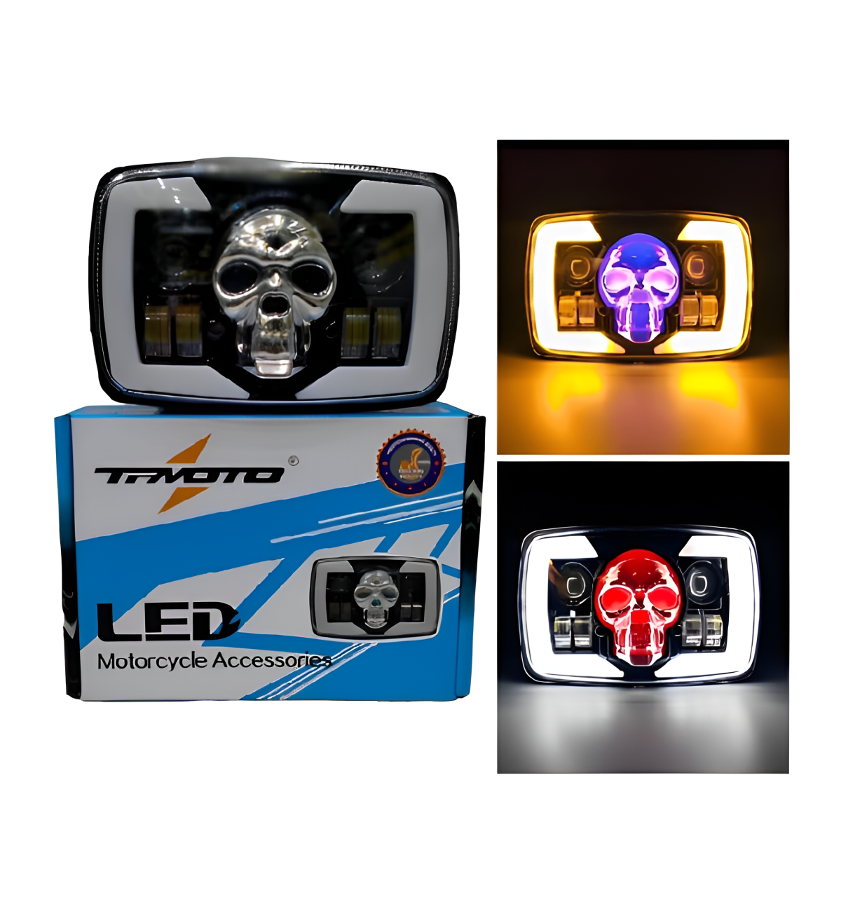 Skull Style Headlight with indicators Beam For Bike | Upgraded Model Original Fitting For Honda CD70 / CG125 View Gallery - Pakistan