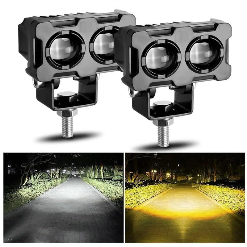 Motorcycle Robot Dual Colour LED Work &amp;amp; Driving Lights – 5000K–6500K Two-Color External Headlights / Fog Lamp