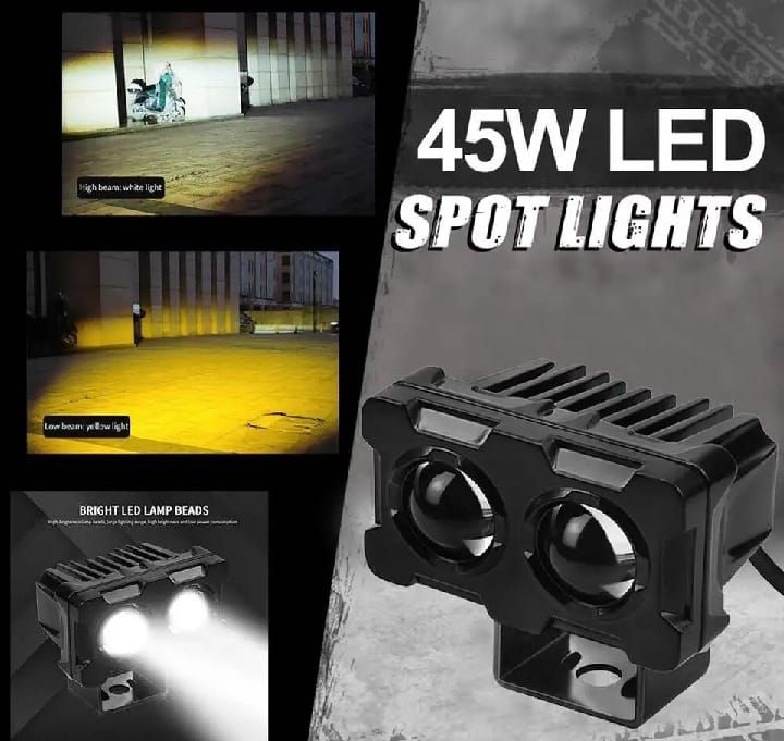 Motorcycle Robot Dual Colour LED Work &amp; Driving Lights – 5000K–6500K Two-Color External Headlights / Fog Lamp View Gallery - Pakistan