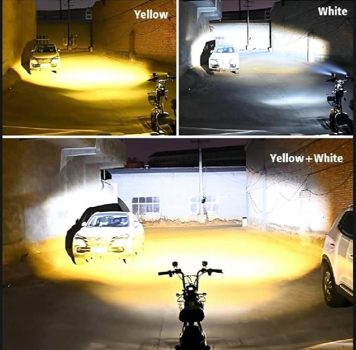 Motorcycle Robot Dual Colour LED Work &amp; Driving Lights – 5000K–6500K Two-Color External Headlights / Fog Lamp View Gallery - Pakistan