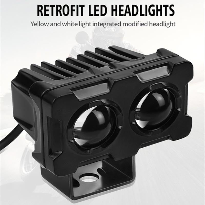 Motorcycle Robot Dual Colour LED Work &amp; Driving Lights – 5000K–6500K Two-Color External Headlights / Fog Lamp View Gallery - Pakistan