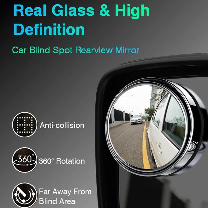 2pcs Round Blind Spot Mirrors – Wide-Angle Lens for Enhanced Rear and Side View Visibility – Convex Mirror for Cars, SUVs, and Trucks – Universal Fit Safety Accessory - Plastic Material View Gallery - Pakistan