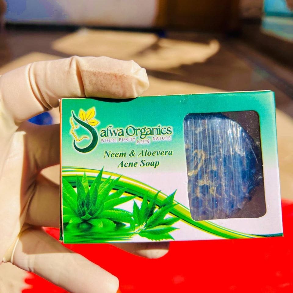 Safwa Organics Neem &amp; Aloe Vera Handmade Soap – Acne-Fighting Natural Cleanser 100g View Gallery - Pakistan