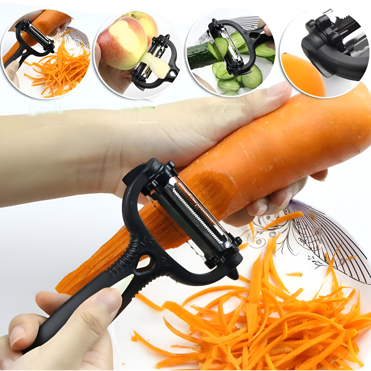 3-in-1 Vegetable Peeler Cyclone Knife – Roto Peeler | Multifunctional kitchen tool designed for multiple peeling ( random color)