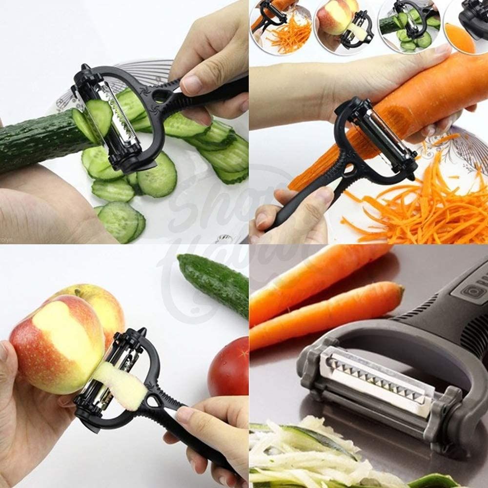 3-in-1 Vegetable Peeler Cyclone Knife – Roto Peeler | Multifunctional kitchen tool designed for multiple peeling ( random color) View Gallery - Pakistan