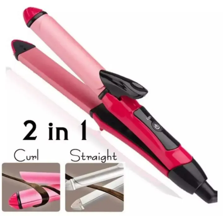 2-in-1 Nova Hair Straightener and Curler – Dual-Use Styling Tool with Quick Heat-Up Technology, Ceramic Plates for Smooth Straightening &amp;amp; Effortless Curls Model-NH-2009 – Portable, Lightweight, Ideal for Home or Travel Use