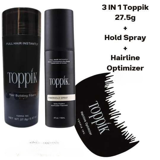 Toppik Hair Building Fiber 3-in-1 Combo Pack. This Set Includes Toppik Hair Fiber, Fiber Hold Spray &amp;amp; Hairline Optimizer Comb
