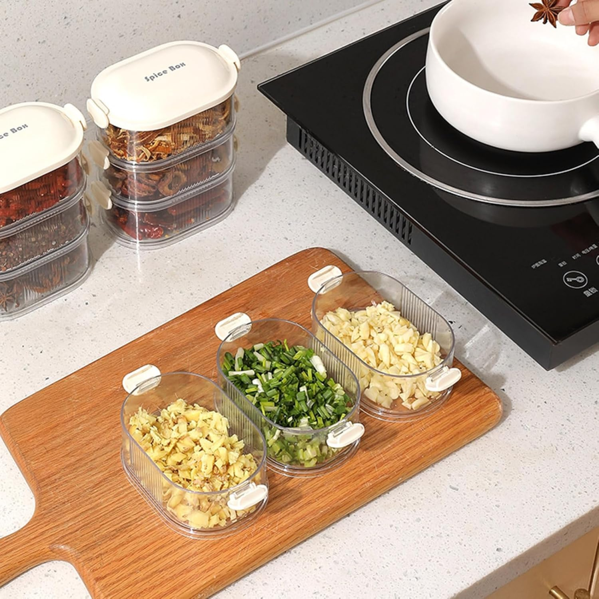4 Layers Multi-Layered Seasoning Spice Storage Box, Seasoning Storage Box, Multi Tableware Set Accessories for Outdoor BBQ Picnic (random color) View Gallery - Pakistan