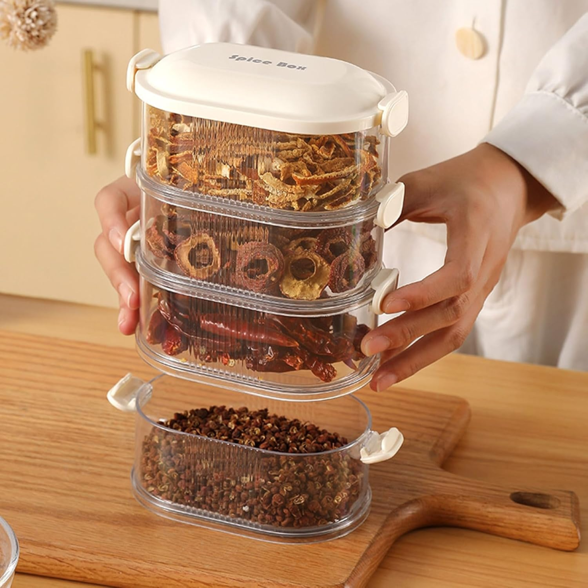 4 Layers Multi-Layered Seasoning Spice Storage Box, Seasoning Storage Box, Multi Tableware Set Accessories for Outdoor BBQ Picnic (random color) View Gallery - Pakistan