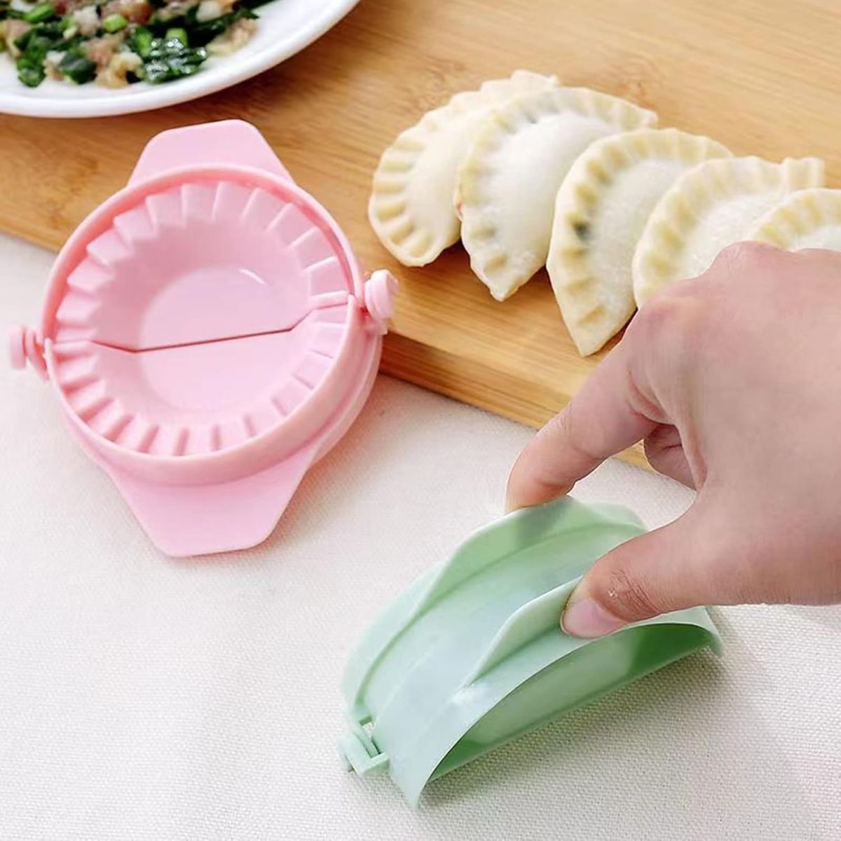 Samosa Maker &amp; Dumpling Shaper – Dough Press Mold for Samosas, Dumplings, Gujiyas, and Stuffed Pastries | Easy-to-Use Kitchen Tool | Random Color View Gallery - Pakistan