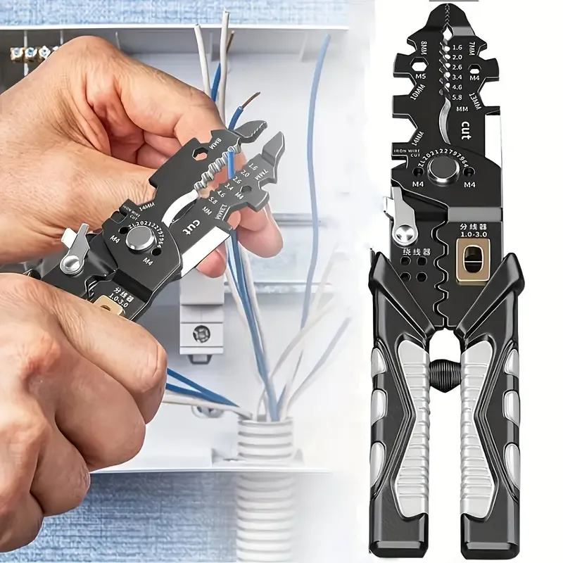 25 in 1 Wire Stripper, Wire Stripping Tool, Cutter Stripping, Cable Stripper Tool, Wire Crimping Tool, Multi-Function Hand Tool for Electric Cable Stripping Cutting and Crimping - Random Color
