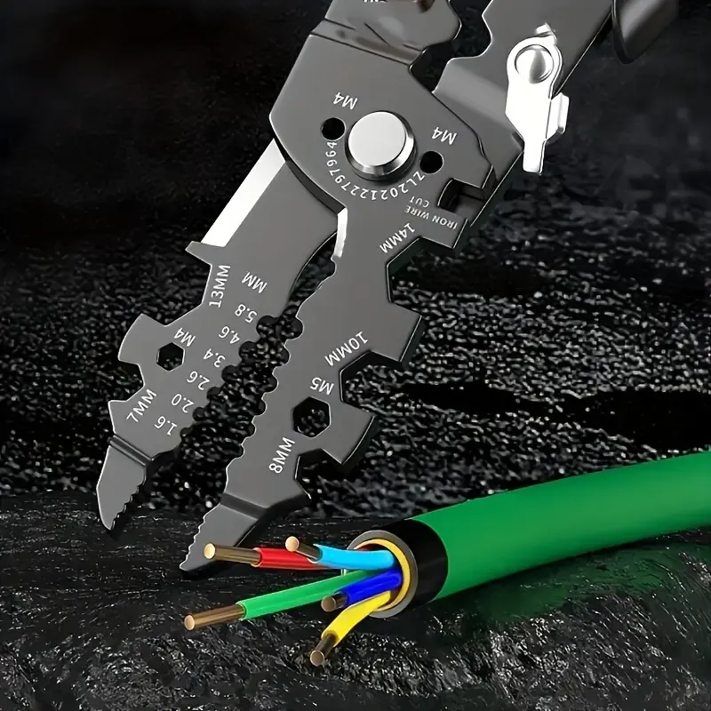 25 in 1 Wire Stripper, Wire Stripping Tool, Cutter Stripping, Cable Stripper Tool, Wire Crimping Tool, Multi-Function Hand Tool for Electric Cable Stripping Cutting and Crimping - Random Color View Gallery - Pakistan