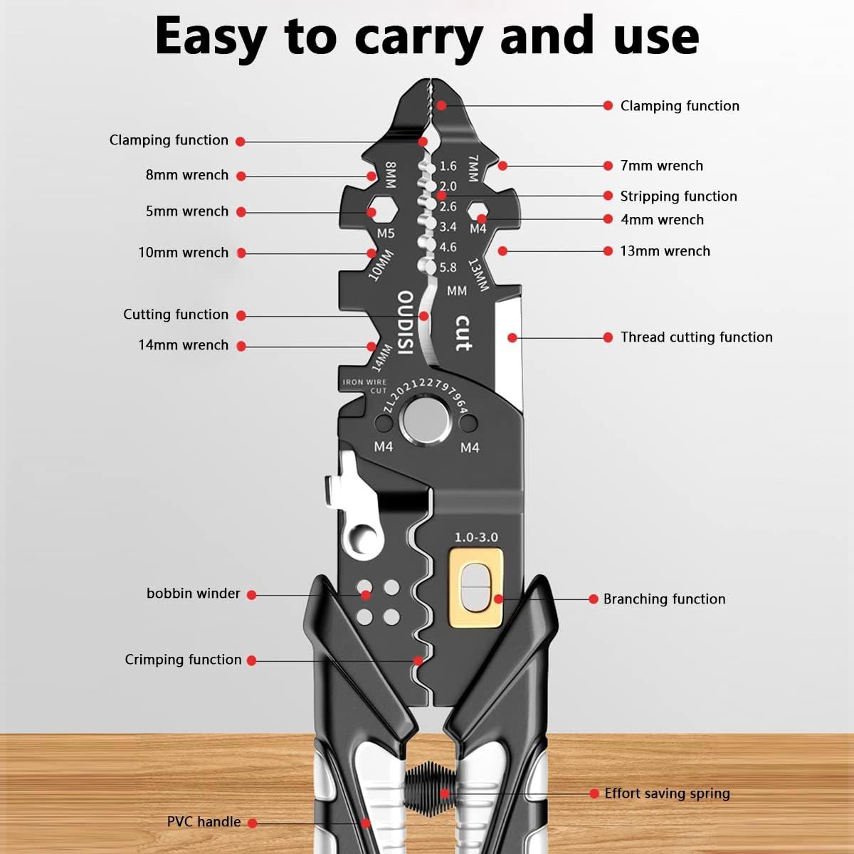 25 in 1 Wire Stripper, Wire Stripping Tool, Cutter Stripping, Cable Stripper Tool, Wire Crimping Tool, Multi-Function Hand Tool for Electric Cable Stripping Cutting and Crimping - Random Color View Gallery - Pakistan