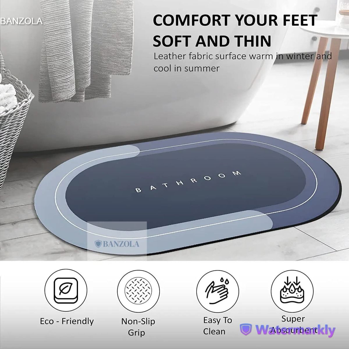 Nonslip Soft Rubber Bath Mat for Bathtub and Shower, Anti Slip Bacterial Anti Bacterial Machine Washable PVC Bath Mat for Bathroom Bathroom Written Mat (random color) View Gallery - Pakistan