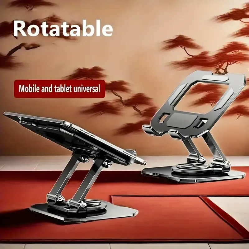 360° Rotating Metal Tablet &amp; Mobile - Adjustable, Foldable, and Portable Desk Mount with Cooling Design for Phones, Tablets, and Small Devices, Device Cooling Stand | Stainless Steel Stand, Tablet Holder Stand - Random Color View Gallery - Pakistan