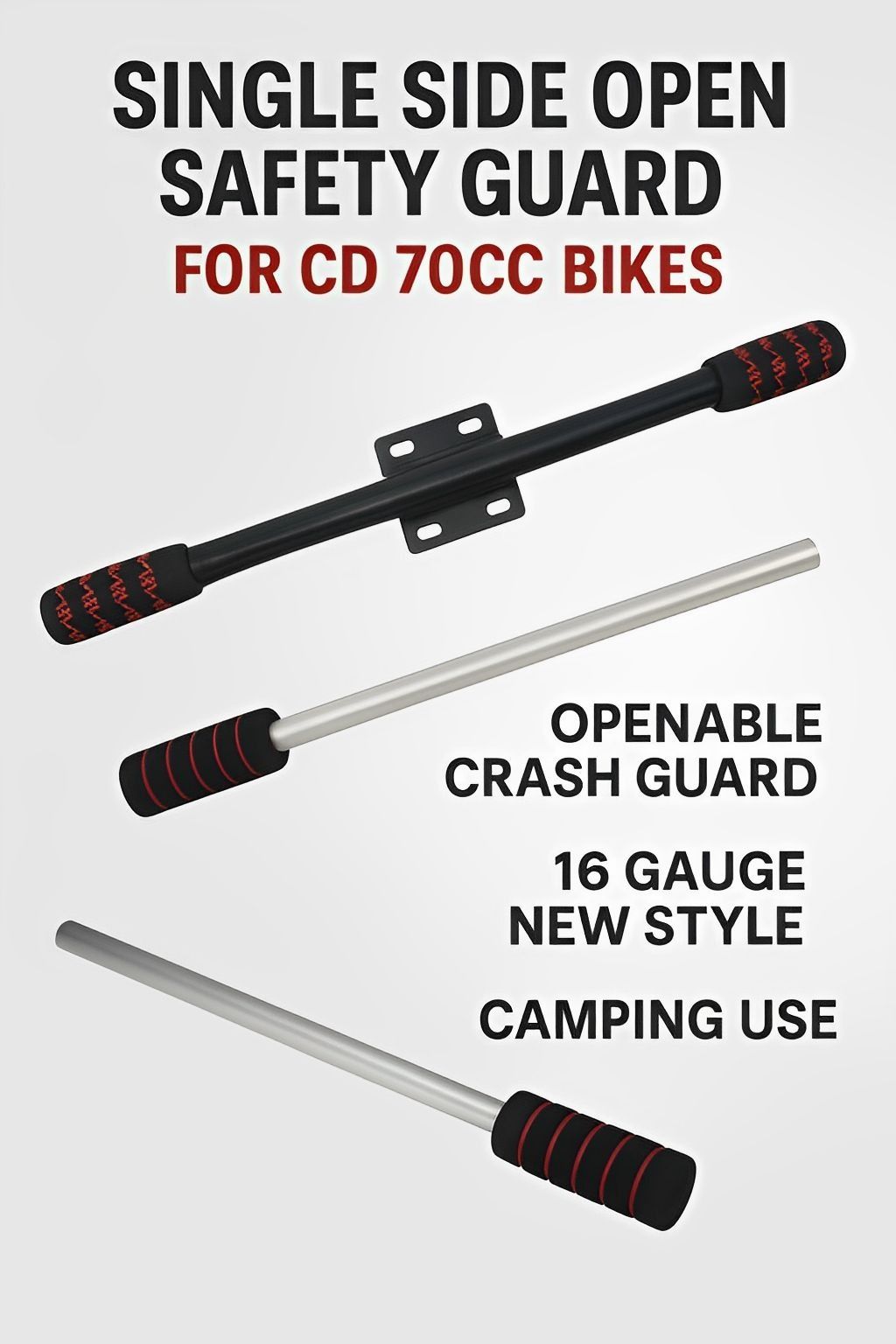 Single Side Open Safety Guard Stick for CD 70cc Fancy Rod Openable Crash Guard | Best Quality Safety Guard Stick ( random color) View Gallery - Pakistan