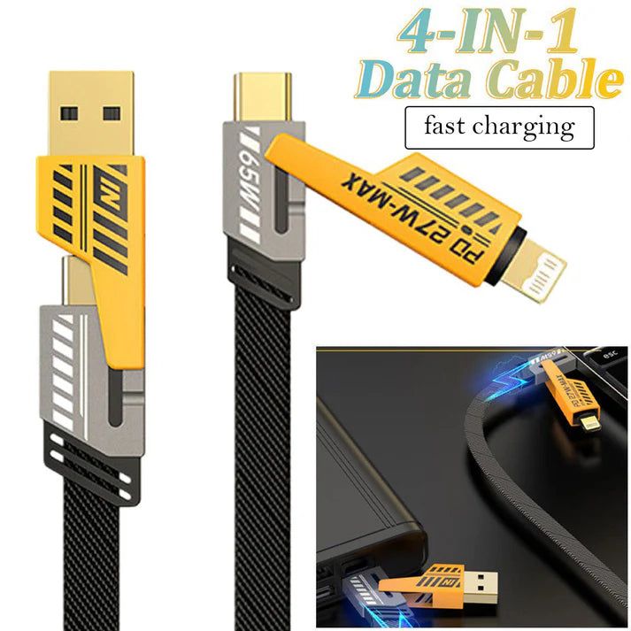 4-in-1 Multi USB Charging Cable – USB-C to USB-C, USB-C to Lightning, USB-A to USB-C, USB-A to Lightning | Fast PD Charger Cord for iPhone, iPad, Samsung, MacBook View Gallery - Pakistan