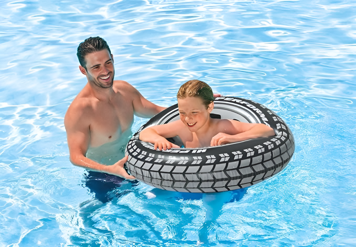 Intex Giant Tire Tube 36 Inch Swim Ring For Summer | Swimming Pool Tube for Kid's | Big Size Cool Black Wheel Tire Men Swimming Ring 