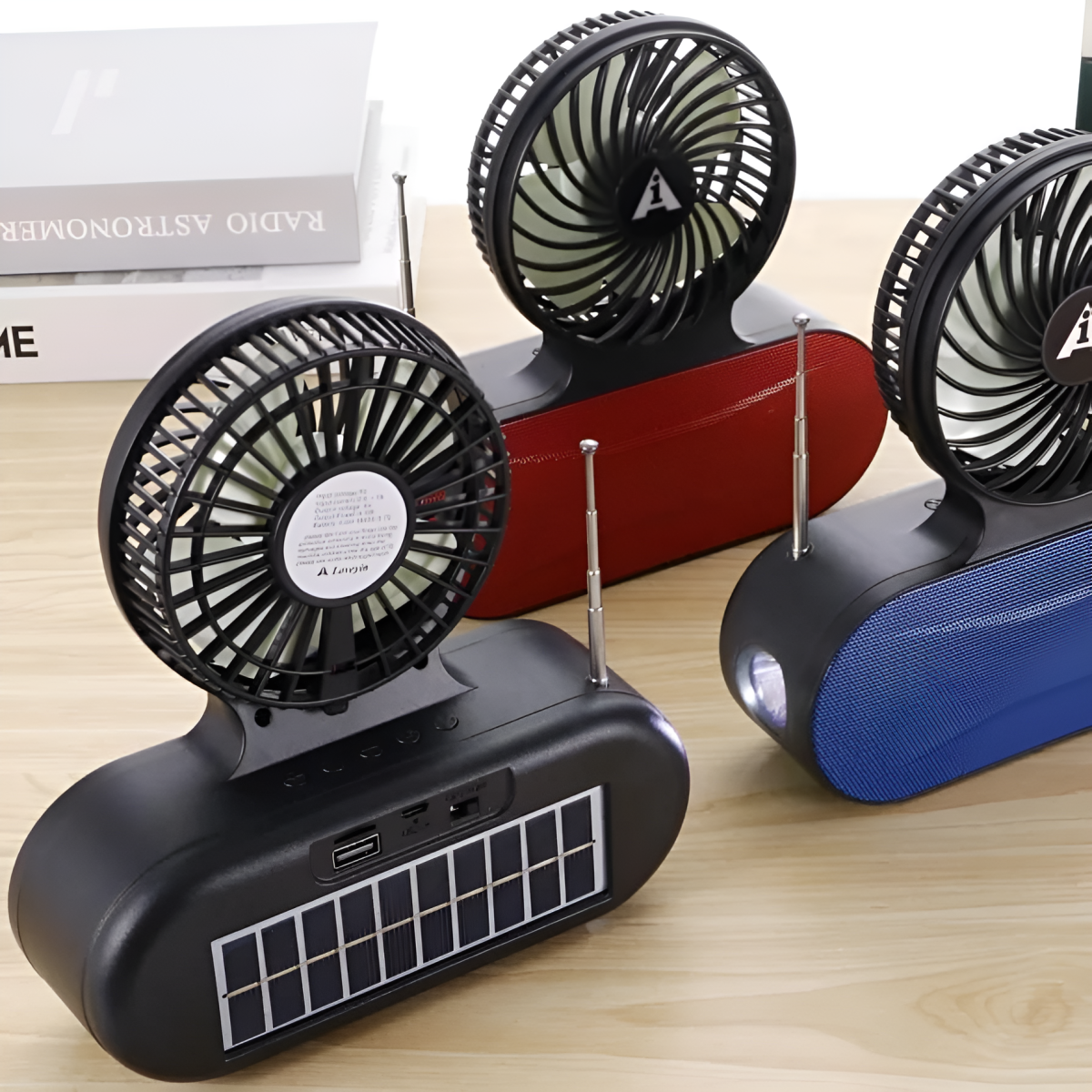 Solar fan Bluetooth speaker | Wireless outdoor portable With  blowing flashlight | Listening to music Support TF card U disk FM radio TWS interconnection
