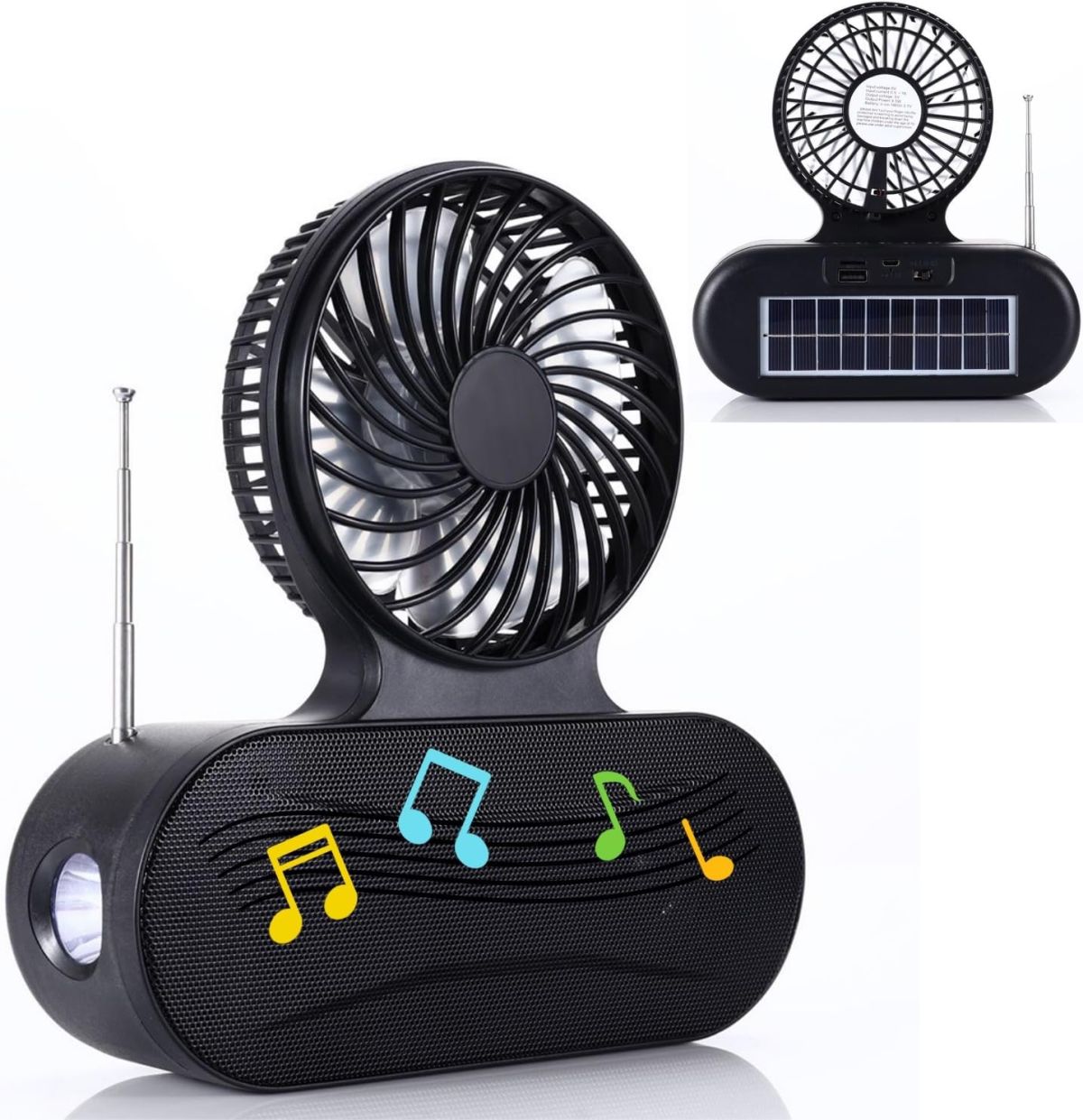 Solar fan Bluetooth speaker | Wireless outdoor portable With  blowing flashlight | Listening to music Support TF card U disk FM radio TWS interconnection View Gallery - Pakistan