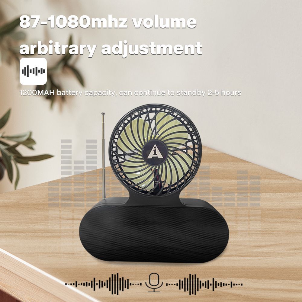 Solar fan Bluetooth speaker | Wireless outdoor portable With  blowing flashlight | Listening to music Support TF card U disk FM radio TWS interconnection View Gallery - Pakistan