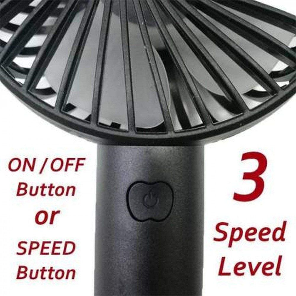 Portable USB Rechargeable Fan | Handheld 3 Speed Strong Wind Electric Small Mini Cooling Fan (random color) View Gallery - Pakistan