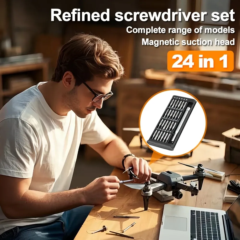 24 in 1 Precision Mini Magnetic Screwdriver Set, 24 in 1 Tool Kit, The Ultimate Electronic Repair Tool Kit for Phone, Tablet, Computer, Laptop, PC, Game Controller, Watch, Precision Screwdriver Set Magnetic View Gallery - Pakistan