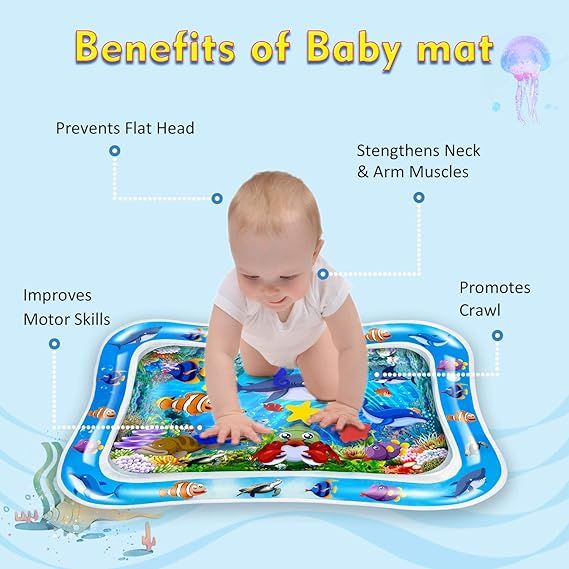 Inflatable Leakproof Tummy Time Water Mat for Kids – Safe & Fun Baby Play Mat (Random Color View Gallery - Pakistan