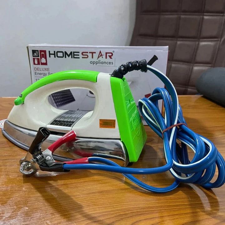 Home Star Solar Iron/Energy Saving Iron | Best Quality 12V Iron | 12 Volt Dry Iron For Heavy Duty | Metal Iron View Gallery - Pakistan