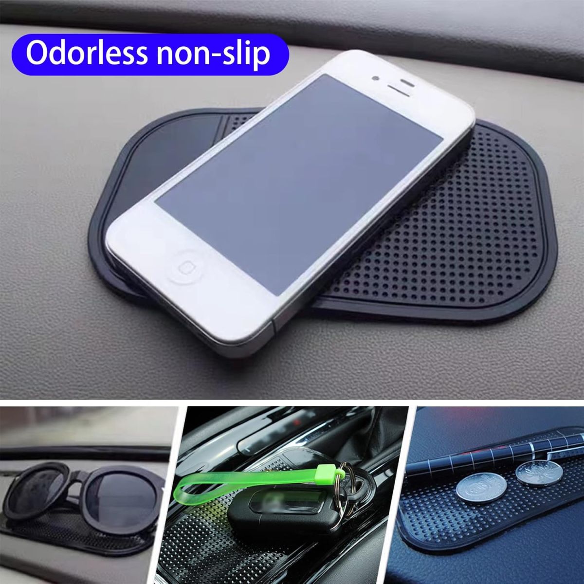 1 Pc Car Dashboard Sticky Pad | Anti-Slide Fixate Sticky Mat Pad for Car Dashboard | Anti-Slide Sticky Pad for Cell Phone, Keys, Glass, Mirrors (Black) View Gallery - Pakistan