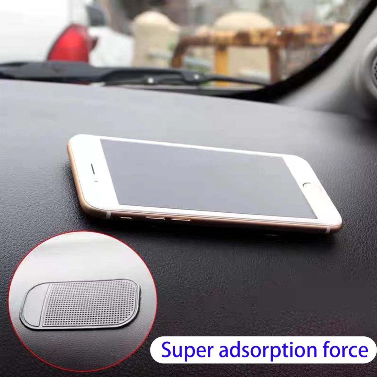 1 Pc Car Dashboard Sticky Pad | Anti-Slide Fixate Sticky Mat Pad for Car Dashboard | Anti-Slide Sticky Pad for Cell Phone, Keys, Glass, Mirrors (Black) View Gallery - Pakistan