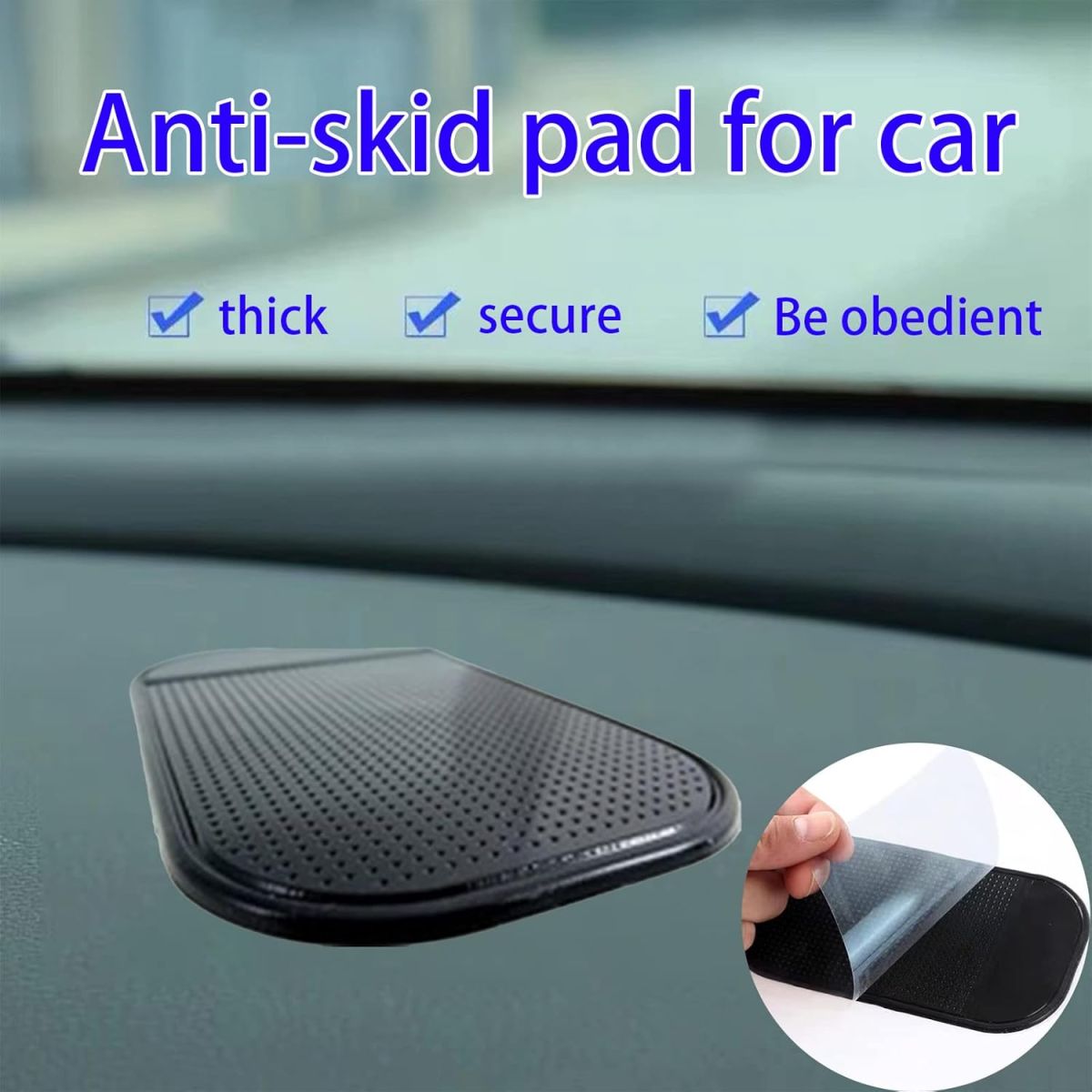 1 Pc Car Dashboard Sticky Pad | Anti-Slide Fixate Sticky Mat Pad for Car Dashboard | Anti-Slide Sticky Pad for Cell Phone, Keys, Glass, Mirrors (Black) View Gallery - Pakistan