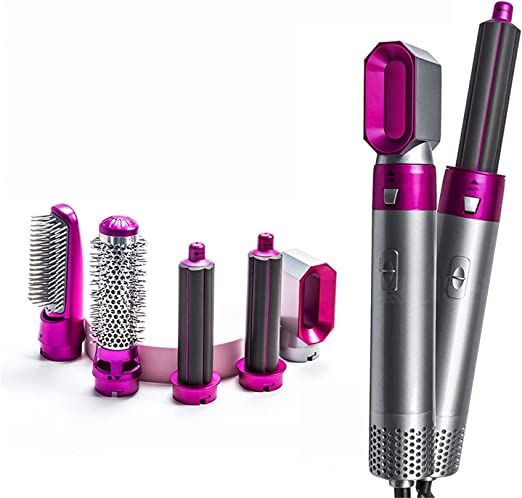 5 in 1 Electric Hair Dryer Brush | Blow Dryer Hair Comb Curling Wand Detachable Brush Kit Negative Ion Straightener Hair Curler ( random color) View Gallery - Pakistan