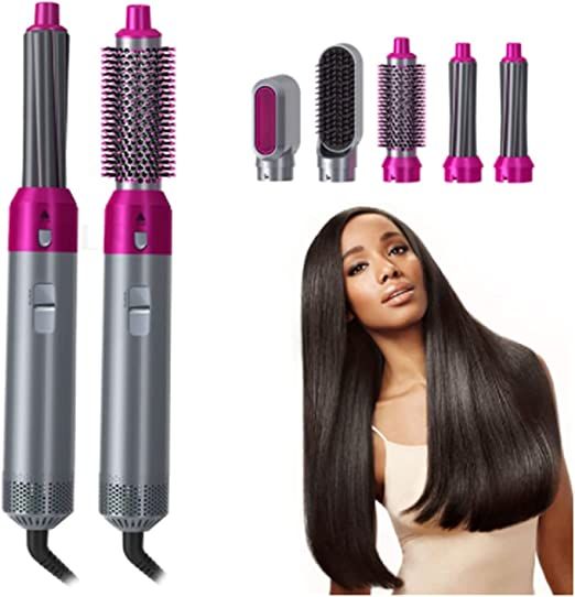 5 in 1 Electric Hair Dryer Brush | Blow Dryer Hair Comb Curling Wand Detachable Brush Kit Negative Ion Straightener Hair Curler ( random color) View Gallery - Pakistan