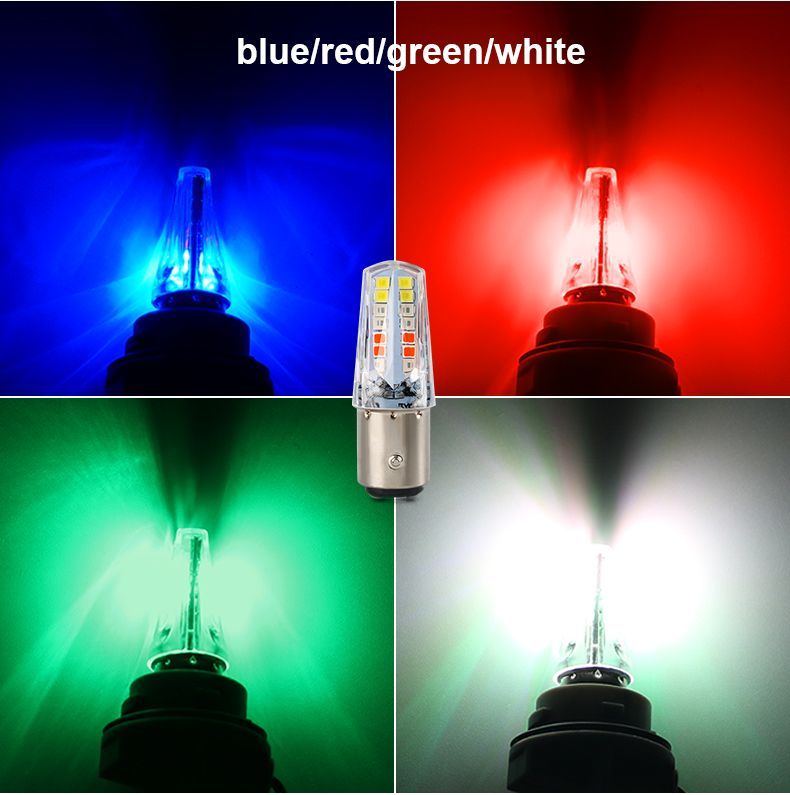 Pack of 2 – Headlight &amp; Backlight Bulb | Yellow/White Beam + Red/Blue Flasher | Universal for All Bikes View Gallery - Pakistan