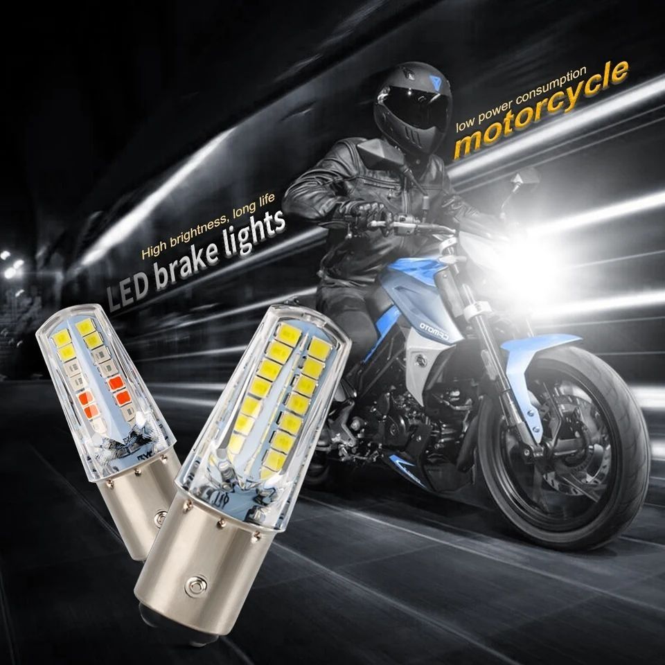 Pack of 2 – Headlight &amp; Backlight Bulb | Yellow/White Beam + Red/Blue Flasher | Universal for All Bikes View Gallery - Pakistan
